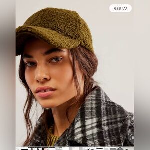NWT! Free People Army Green Beau Sherpa Baseball Hat Cap OZ